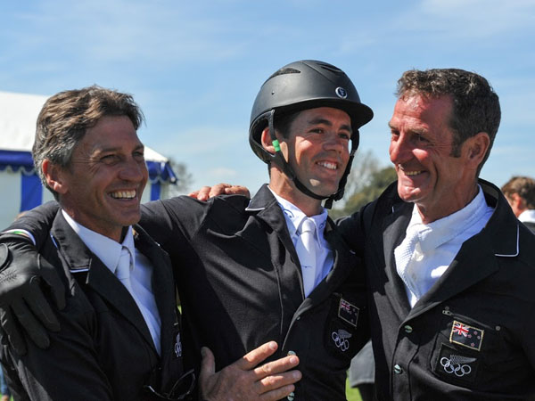 New Zealand's Andrew Nicholson, Jonathan Paget & Mark Todd celebrate!