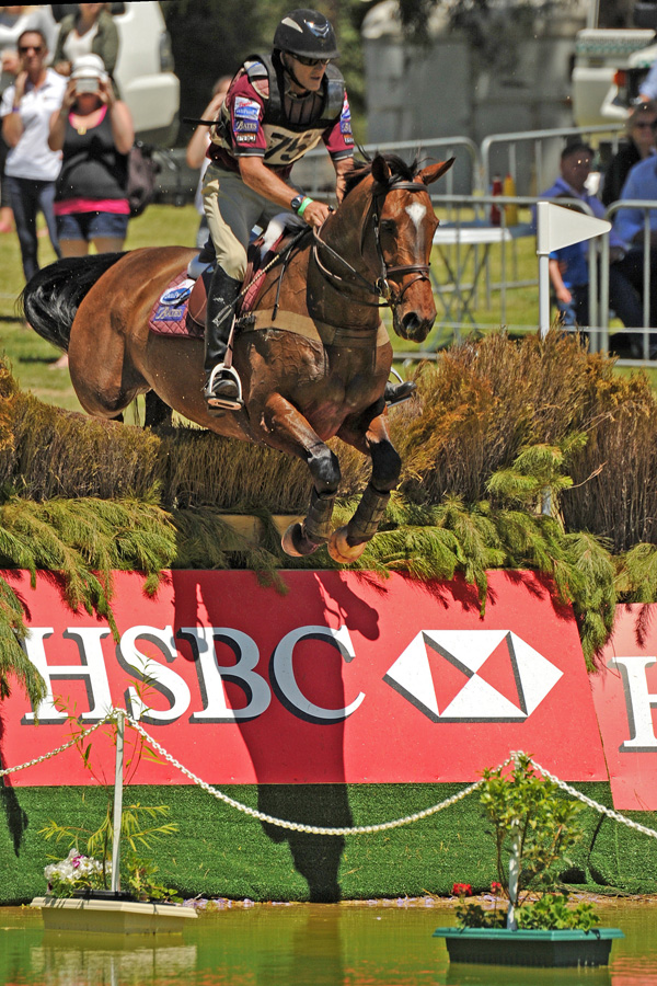 Craig Barrett (AUS) makes an assured and careful entry to the HSBC Rymill Lake ABC riding the Osborne family’s 2012 4* winner, Sandhills Brillaire. (Photo: Julie Taylor/FEI)
